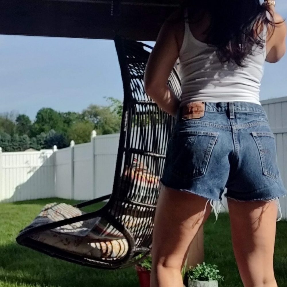 Levi's, high rise cut off Jean shorts, 34" waist